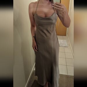 Zara backless dress in taupe